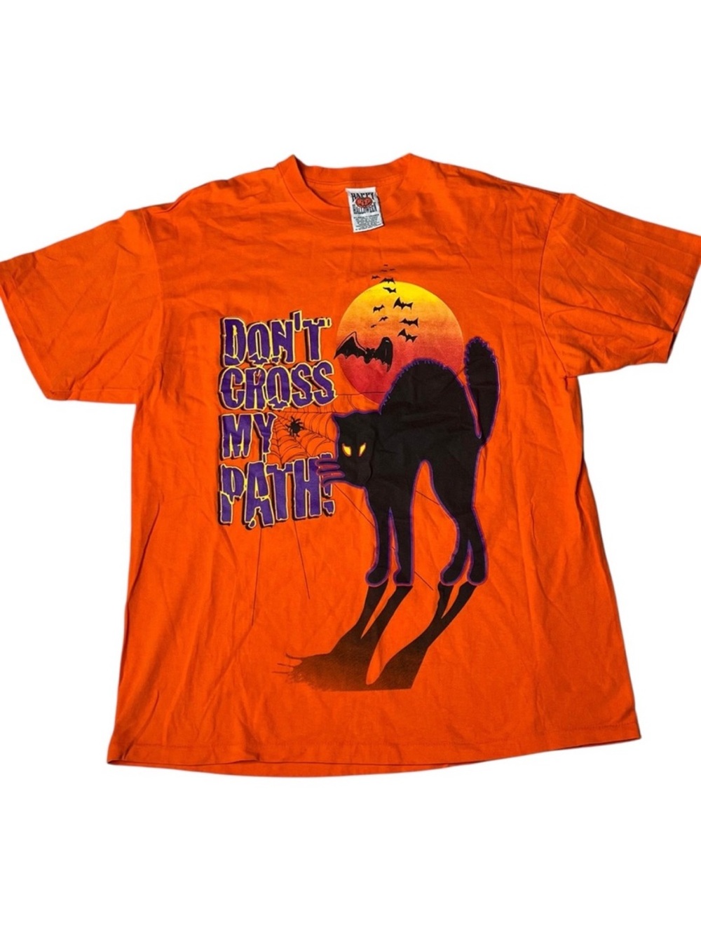 VINTAGE Halloween Single Stitch Orange T-Shirt Size XL Freeze Tag